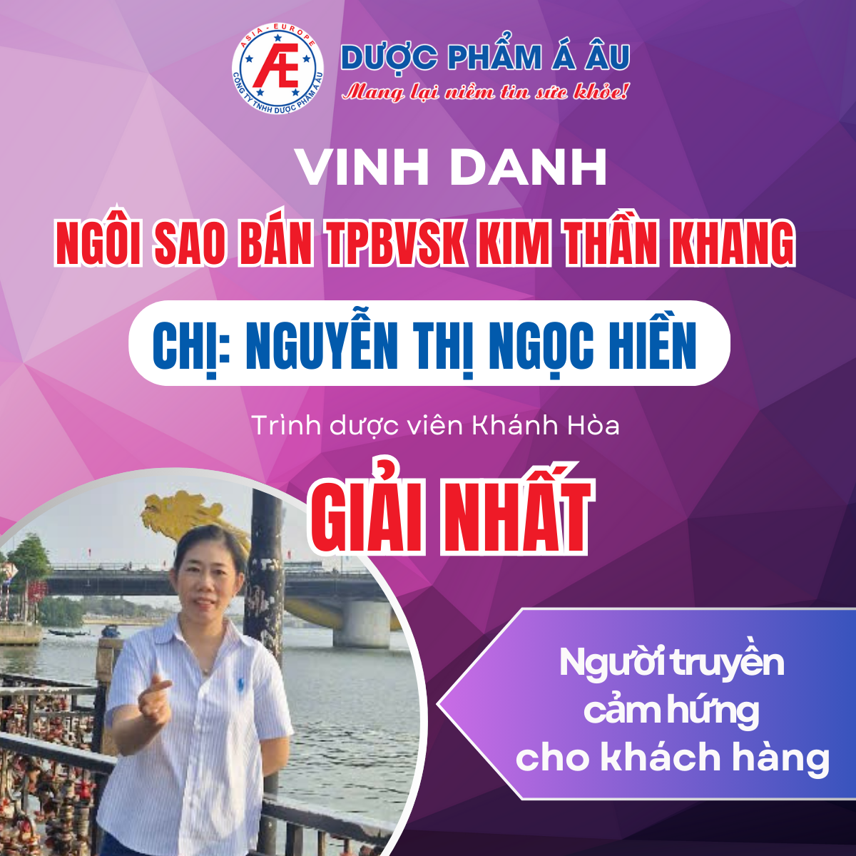 Giải nhất - Chị Nguyễn Thị Ngọc Hiền – TDV Khánh Hòa